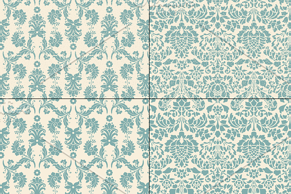 Seamless Blue Damask Patterns in Patterns - product preview 7