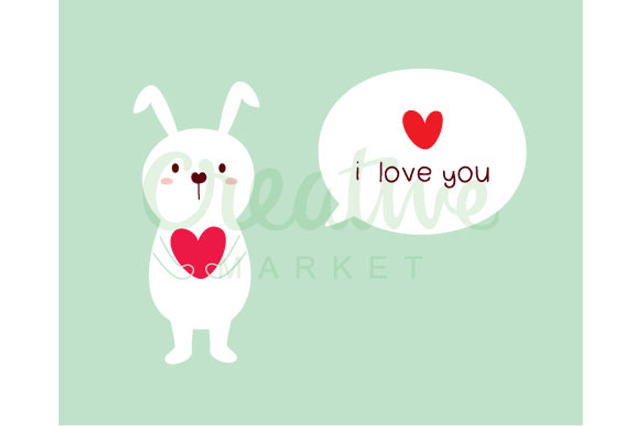 Bunny Love Card in Illustrations - product preview 8