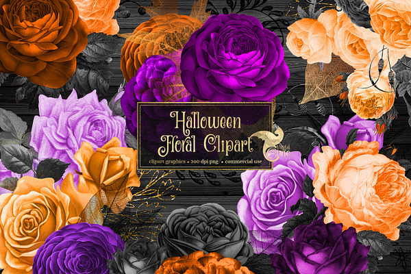 Halloween Floral Clipart