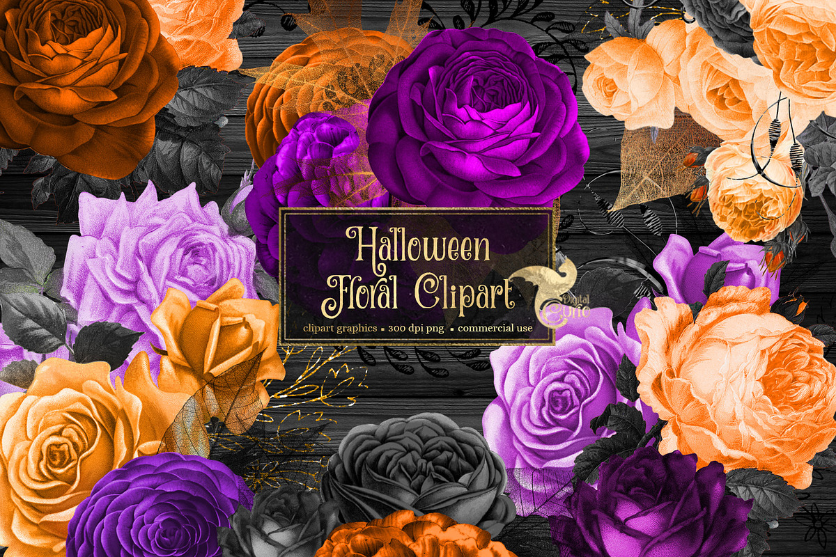 Halloween Floral Clipart in Illustrations - product preview 8