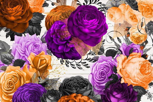 Halloween Floral Clipart in Illustrations - product preview 1