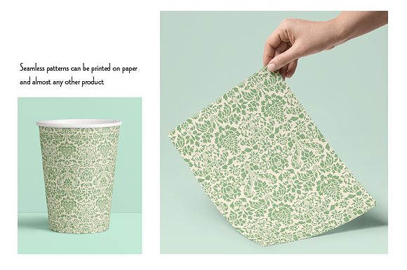 Seamless Green Damask Patterns in Patterns - product preview 1