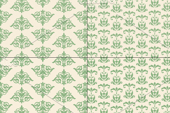 Seamless Green Damask Patterns in Patterns - product preview 3