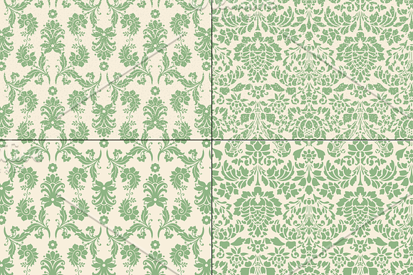 Seamless Green Damask Patterns in Patterns - product preview 4