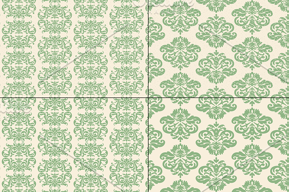 Seamless Green Damask Patterns in Patterns - product preview 5