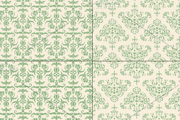 Seamless Green Damask Patterns in Patterns - product preview 6