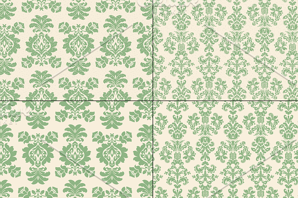 Seamless Green Damask Patterns in Patterns - product preview 7
