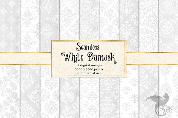 White Damask Digital Paper