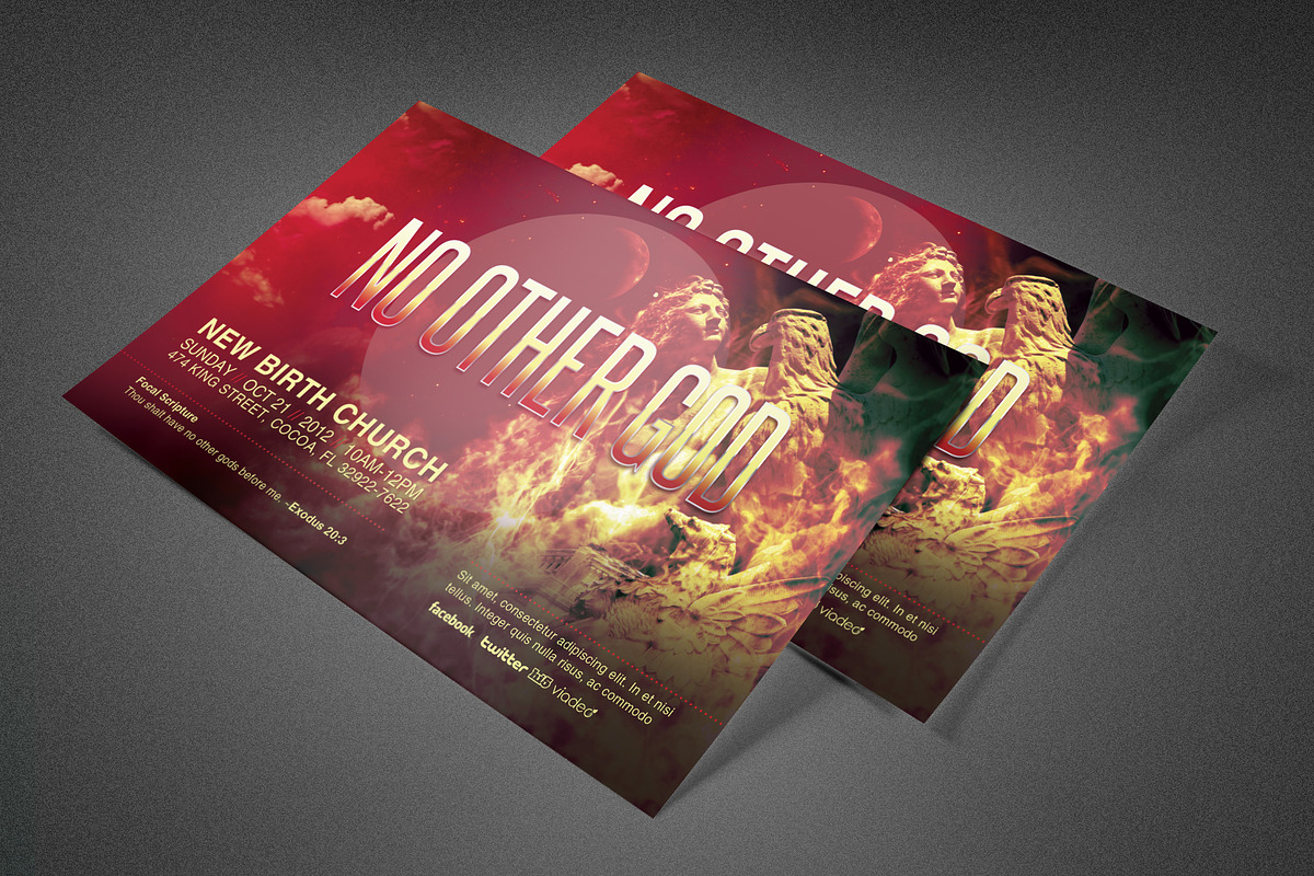 No Other God Church Postcard in Postcard Templates - product preview 8
