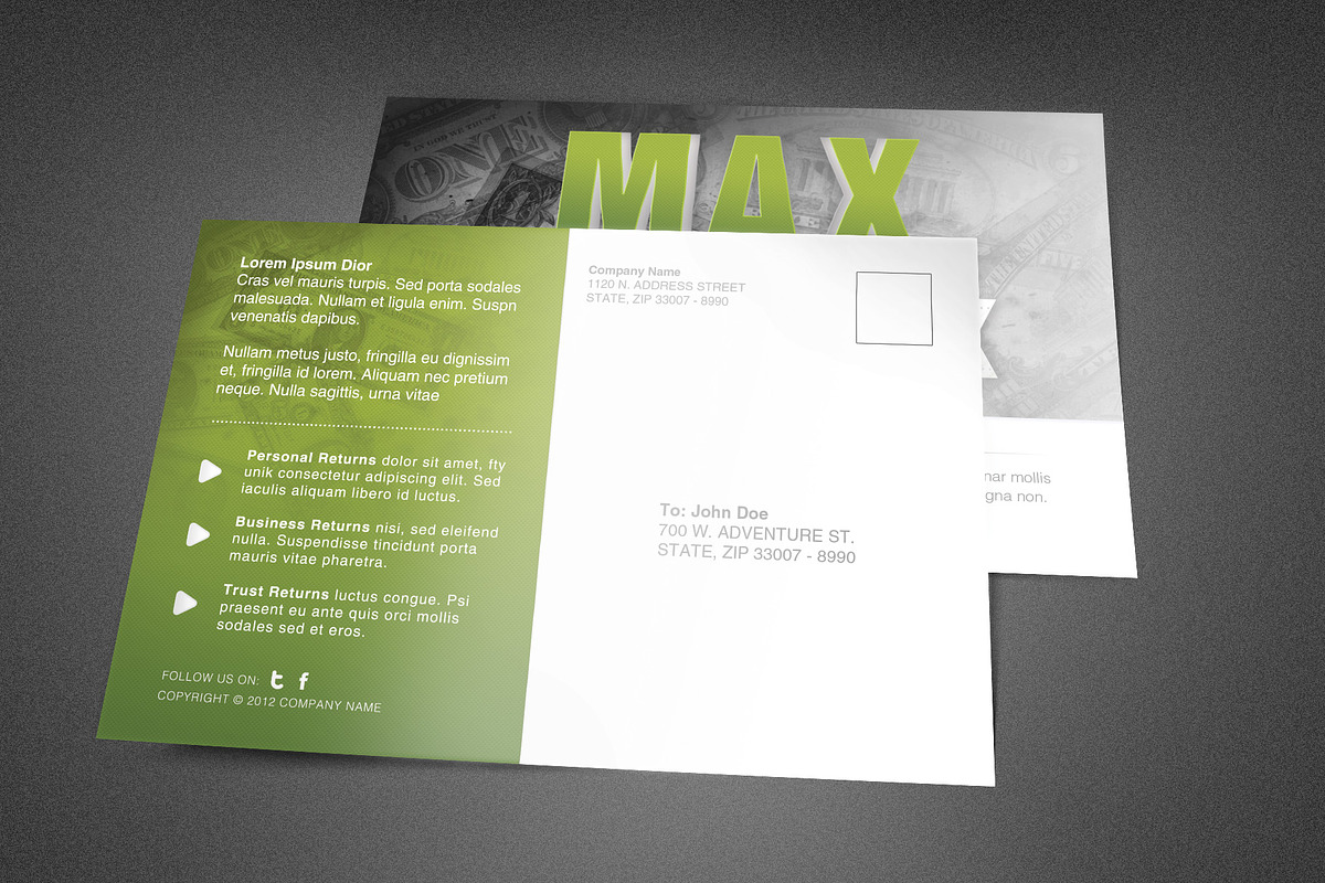 Max Refund Postcard Template in Postcard Templates - product preview 8