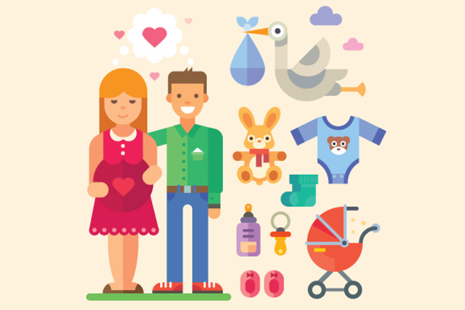 Happy family waiting for a baby. in Illustrations - product preview 8