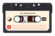 Cassette with retro label as vintage