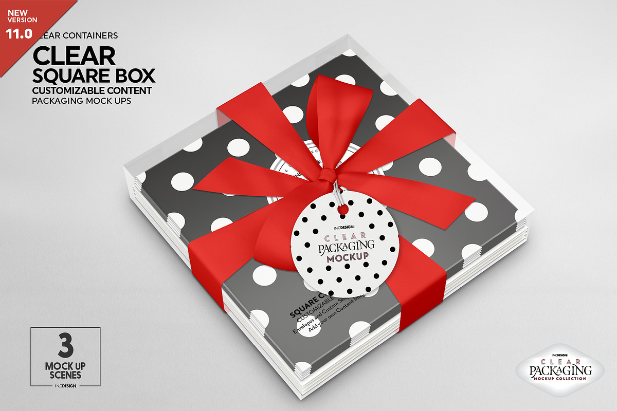Clear Square Flat Boxes Mockup in Branding Mockups - product preview 8