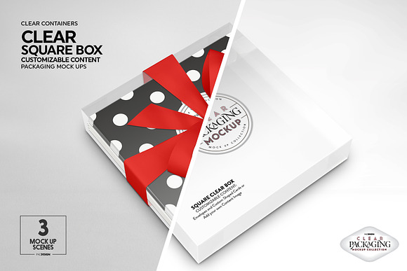 Clear Square Flat Boxes Mockup in Branding Mockups - product preview 1