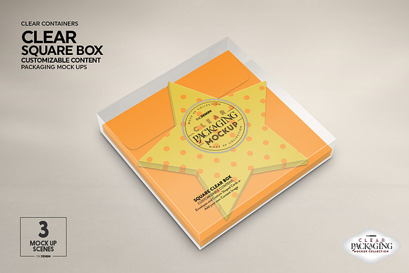 Clear Square Flat Boxes Mockup in Branding Mockups - product preview 7