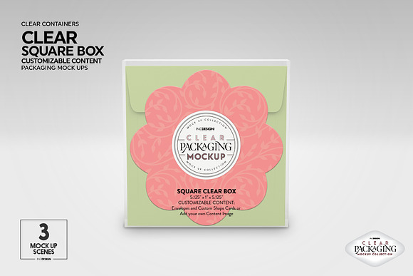 Clear Square Flat Boxes Mockup in Branding Mockups - product preview 9