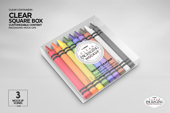 Clear Square Flat Boxes Mockup in Branding Mockups - product preview 10