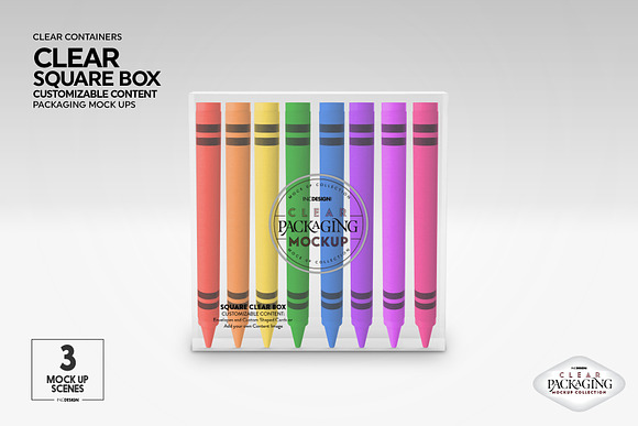 Clear Square Flat Boxes Mockup in Branding Mockups - product preview 12