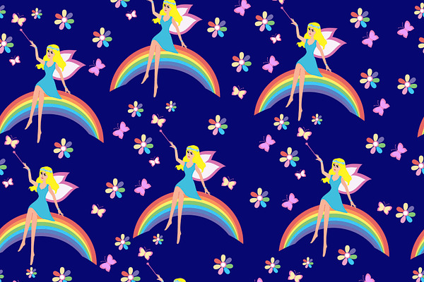 Seamless pattern with fairy