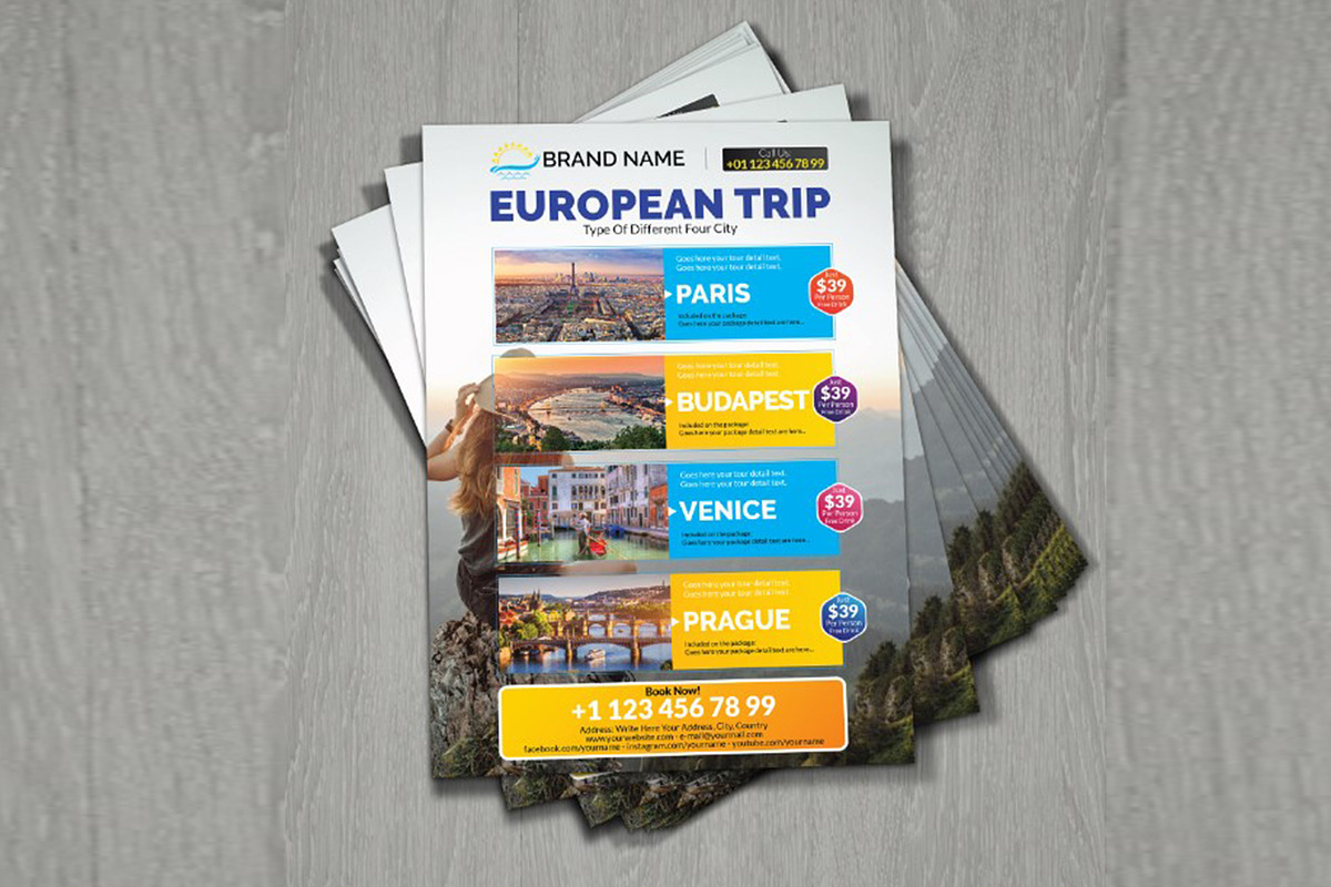 A5 TRAVEL HOLIDAY TOURISM FLYER in Flyer Templates - product preview 8
