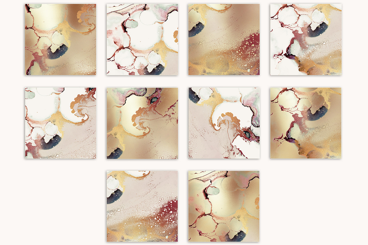 Gold  Ink + Watercolor Foil Textures in Textures - product preview 8