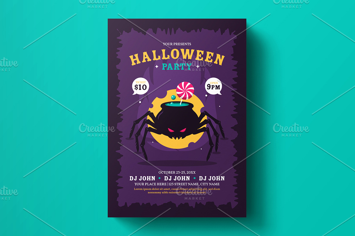 Halloween Party Flyer Template #10 in Flyer Templates - product preview 8