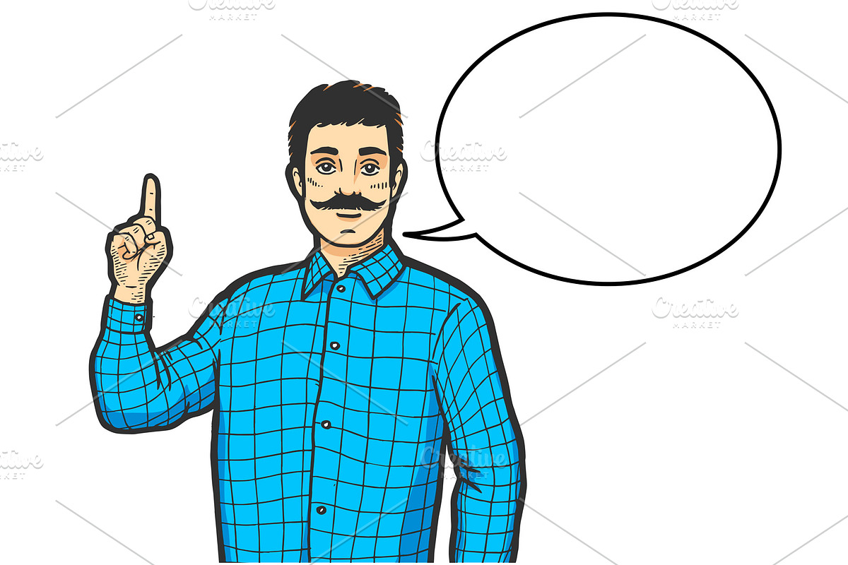 Man with index finger up sketch in Graphics - product preview 8