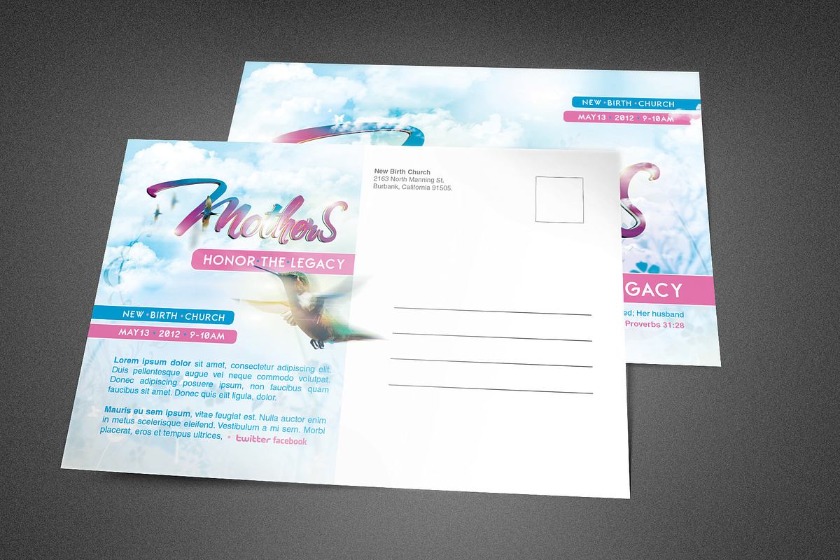Mothers Legacy Church Postcard in Postcard Templates - product preview 8