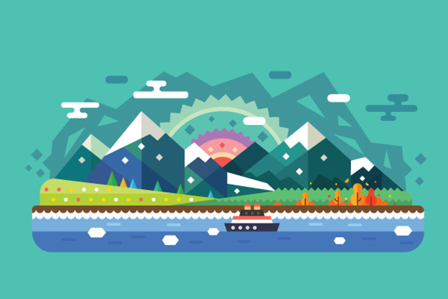 Nice Alaska Mountain Skyline. in Illustrations - product preview 8