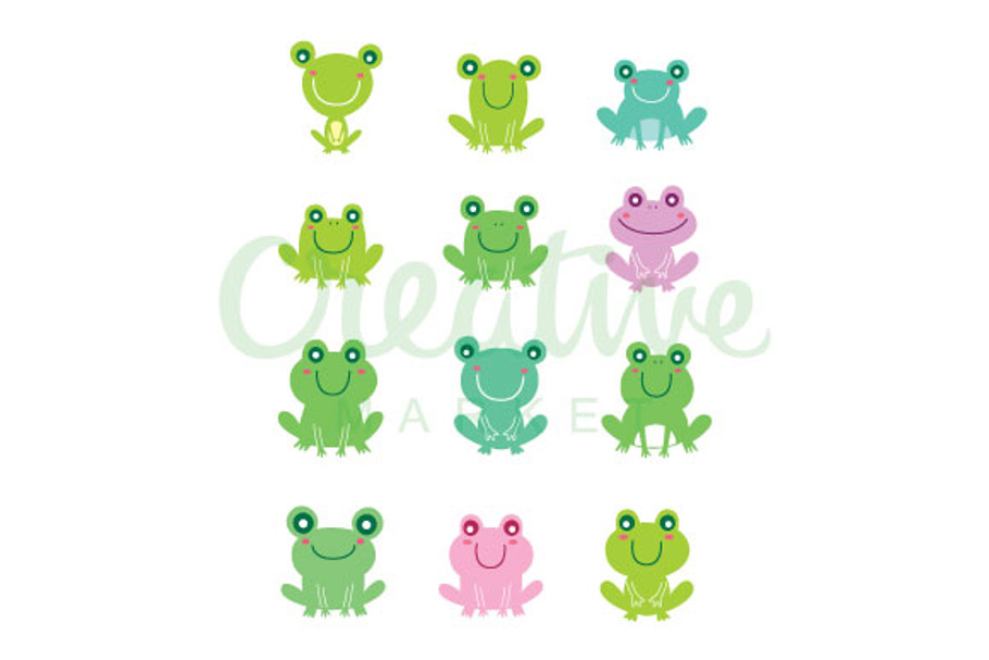Cute Frog Vector Set