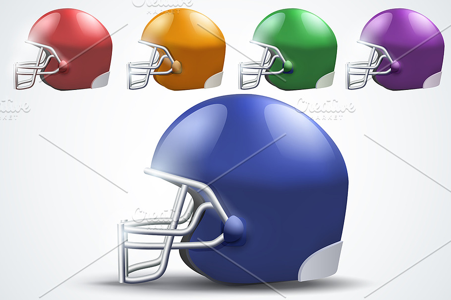 American Football Helmets Side View in Illustrations - product preview 8