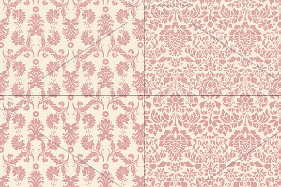 Seamless Pink Damask Patterns in Patterns - product preview 4