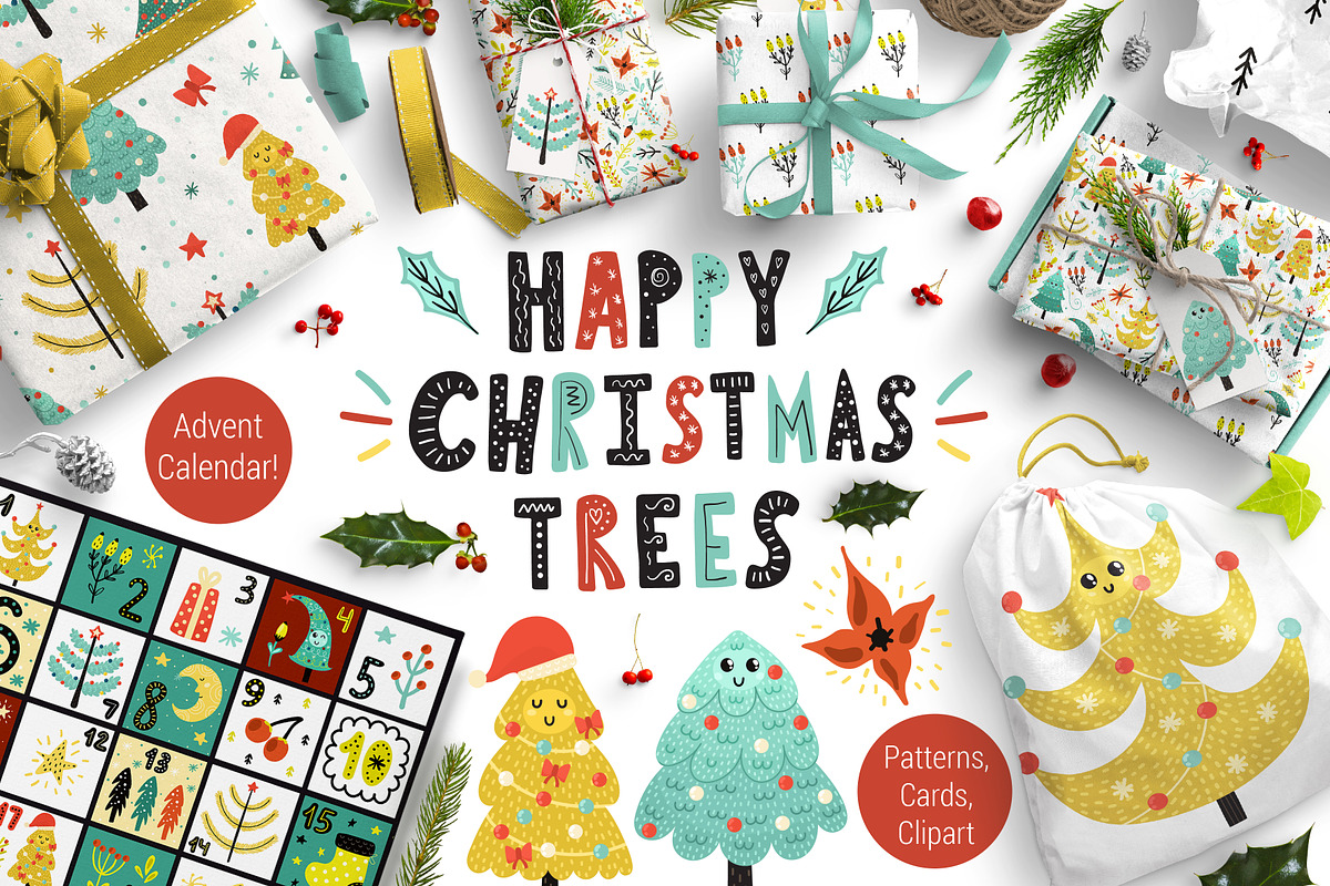 Happy Christmas Trees Collection in Illustrations - product preview 8