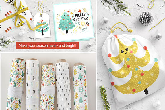 Happy Christmas Trees Collection in Illustrations - product preview 1