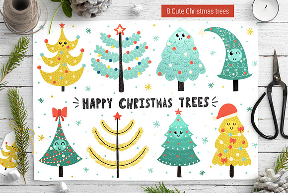 Happy Christmas Trees Collection in Illustrations - product preview 9