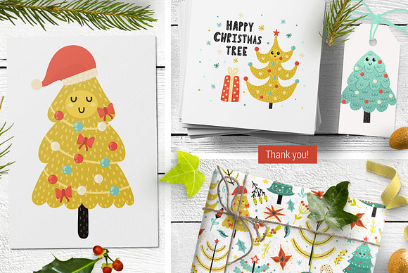 Happy Christmas Trees Collection in Illustrations - product preview 11