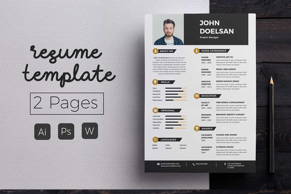 Modern Resume & CV Template in Letter Templates - product preview 8