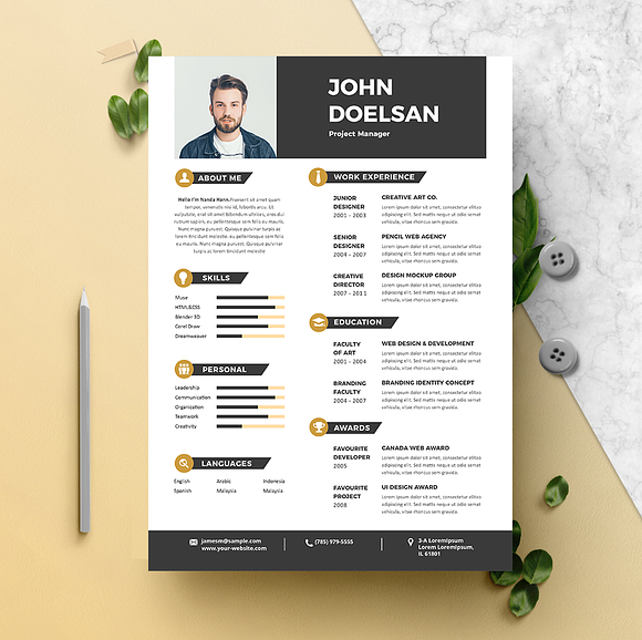Modern Resume & CV Template in Letter Templates - product preview 1