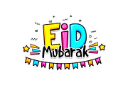 Comic text Eid Mubarak greeting