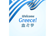 Welcome Greece Concept Banner Card.