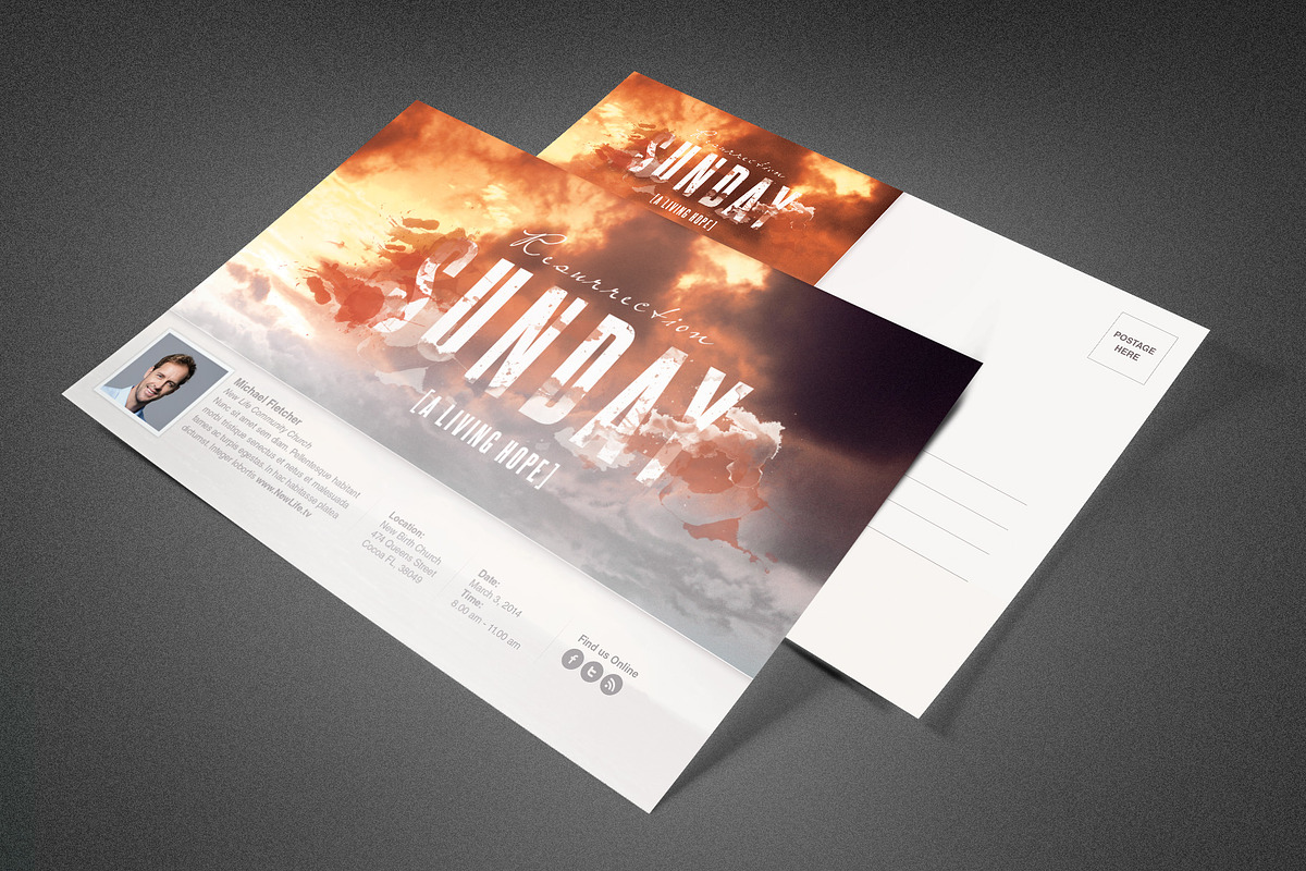 Resurrection Sunday Church Postcard in Postcard Templates - product preview 8
