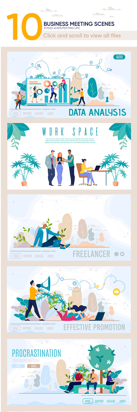 Business Meeting Vector Scenes in Website Templates - product preview 1
