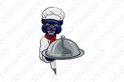 Panther Chef Mascot Sign Cartoon