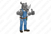 Rhino Construction Cartoon Mascot