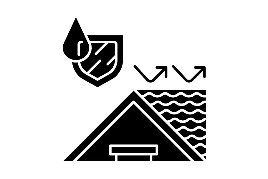 Waterproof house roof glyph icon