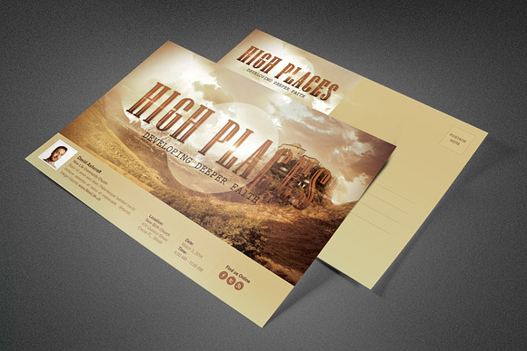 High Places Church Postcard Template in Postcard Templates - product preview 1