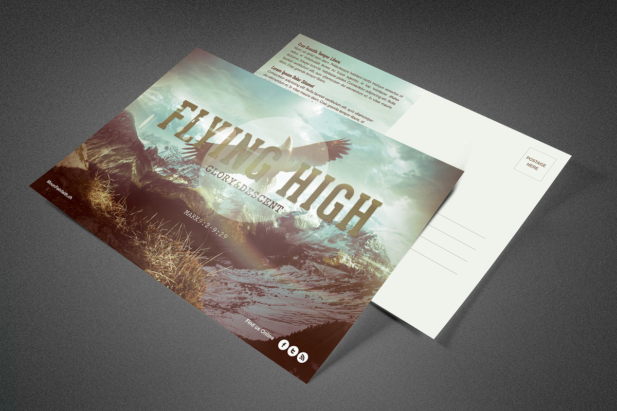 Flying High Church Postcard Template in Postcard Templates - product preview 8