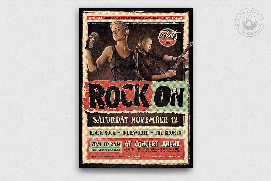 Indie Rock Flyer Template V4 in Invitation Templates - product preview 8