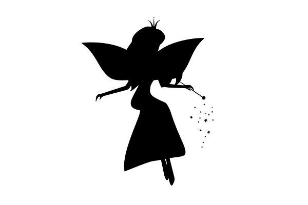 Set of silhouette fairies vector