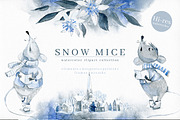 Snow Mice. Clipart set.